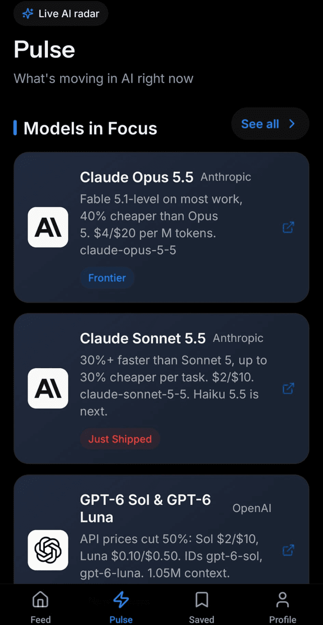 Mirai app — Pulse Dashboard