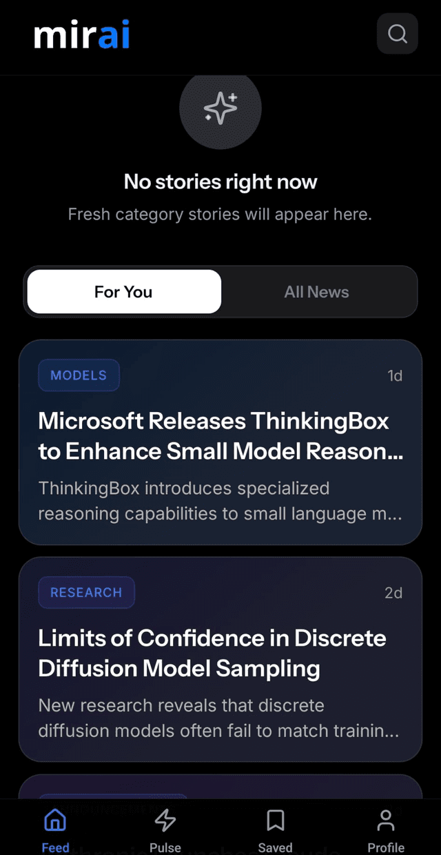 Mirai app — For You Feed